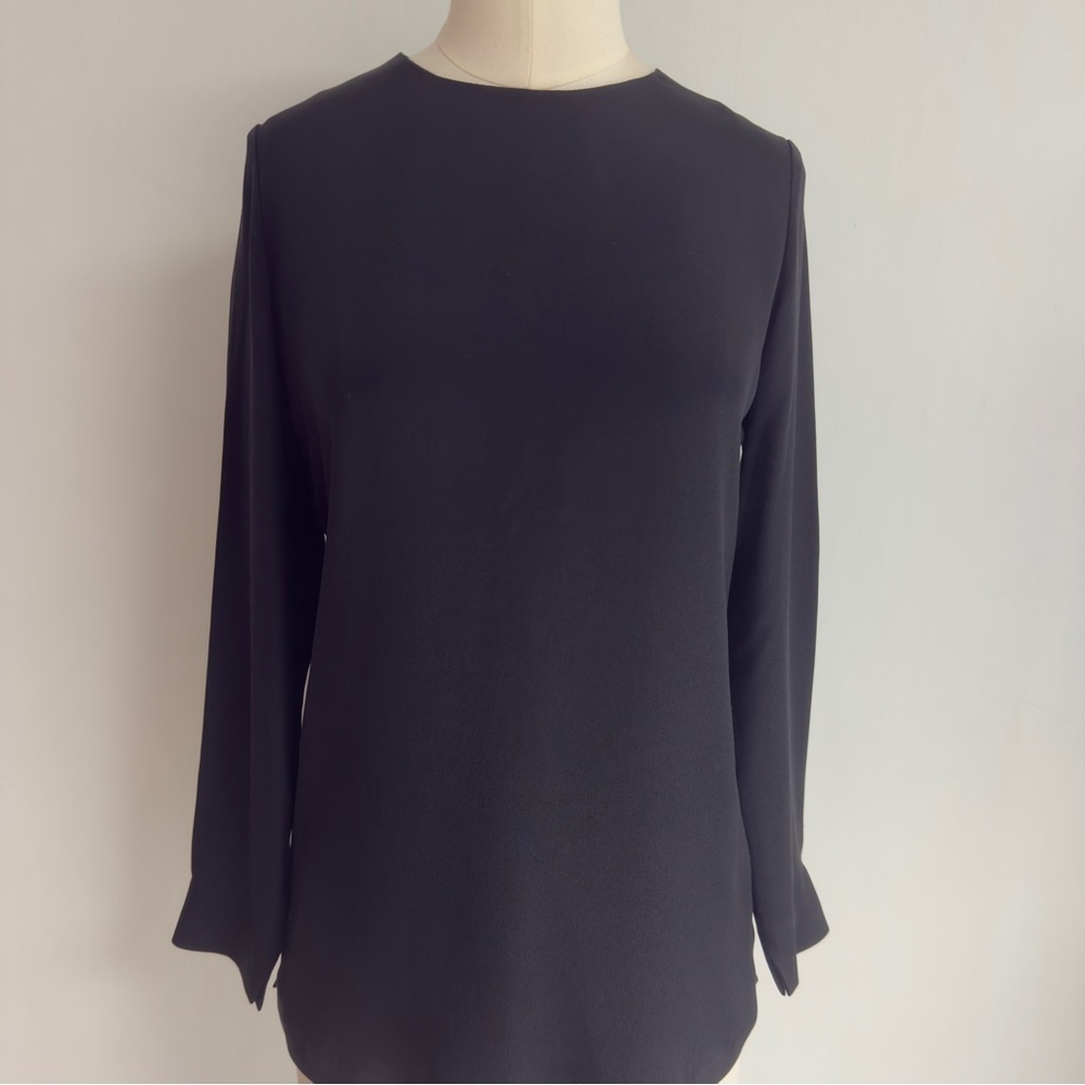 INDEX Elegant Silk Black Long Sleeve Blouse NWOT